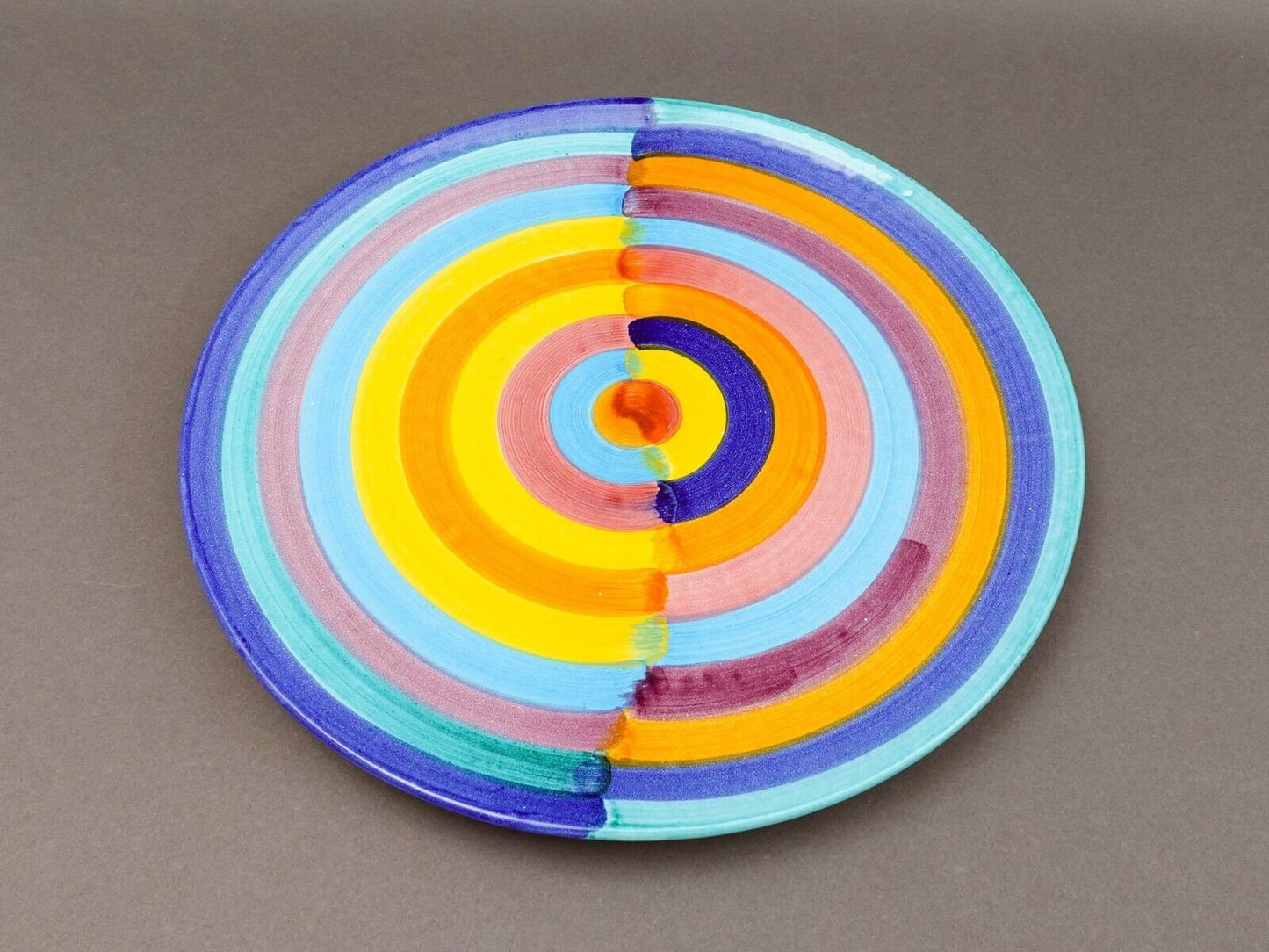 Italian Hand Painted Colorful Pottery 12" Large Charger Dinner Plate Set Of 6