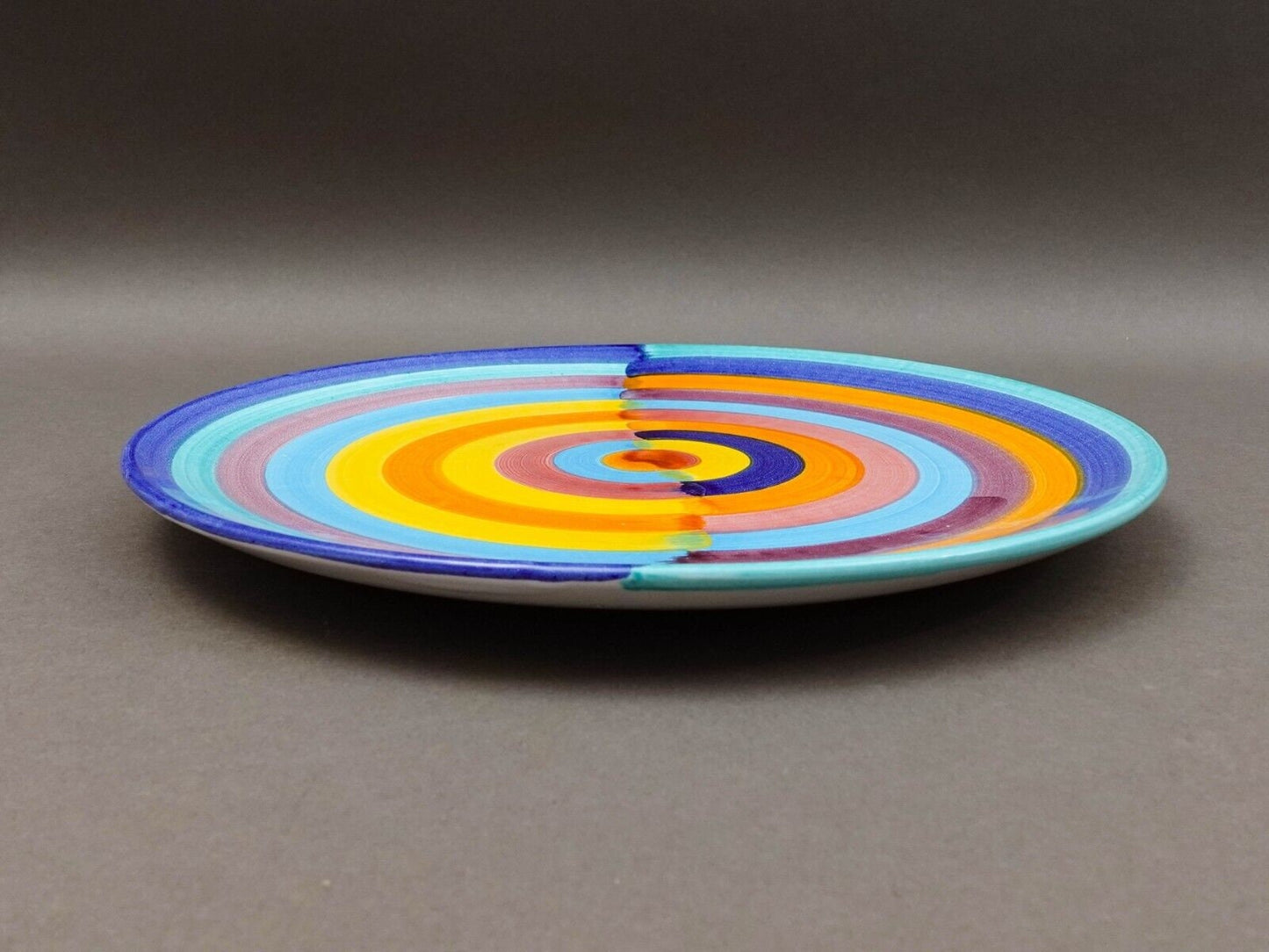 Italian Hand Painted Colorful Pottery 12" Large Charger Dinner Plate Set Of 6