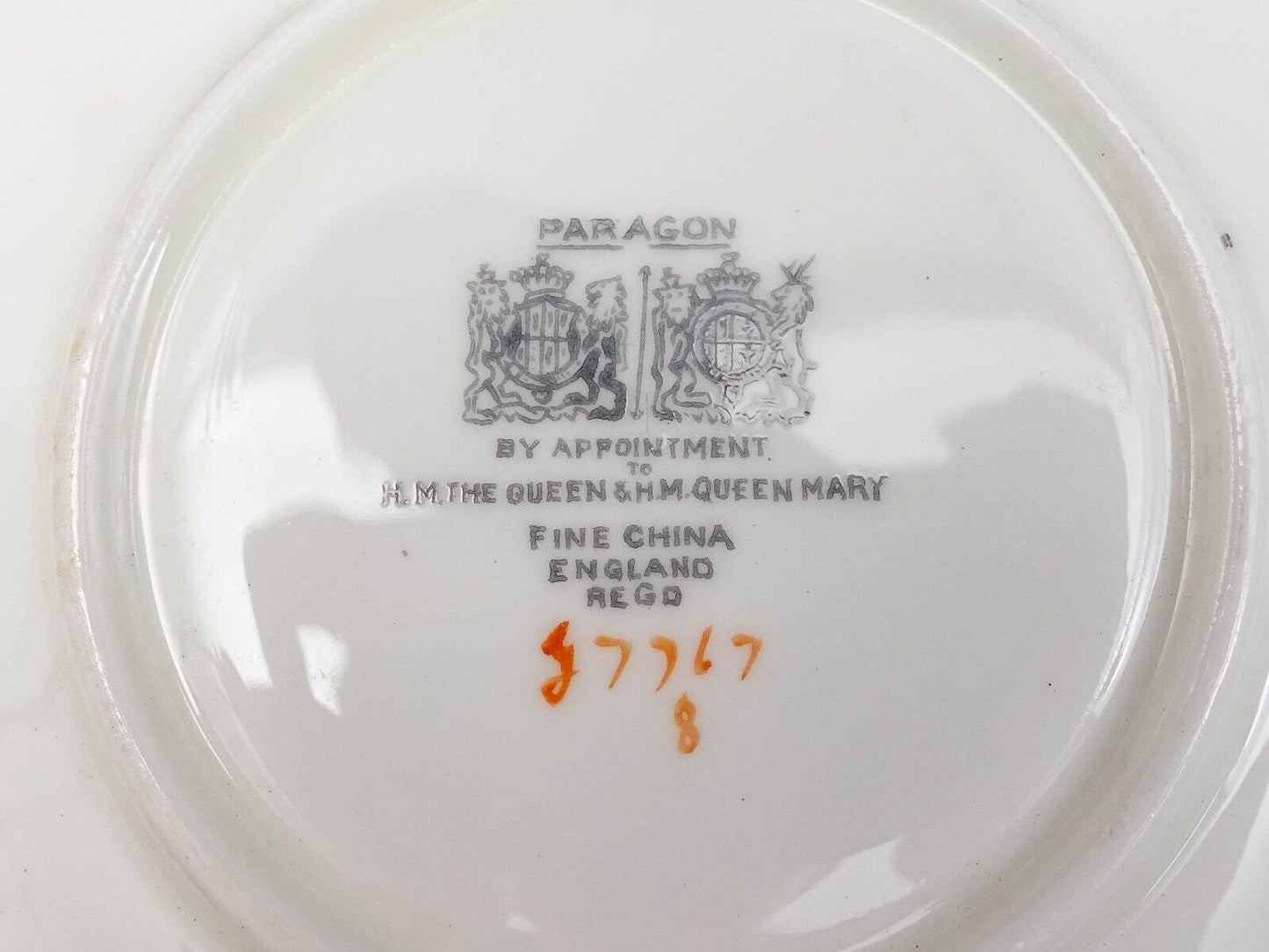 Paragon England To The Bride Gardenia Double Warrant Black Tea Cup & Saucer
