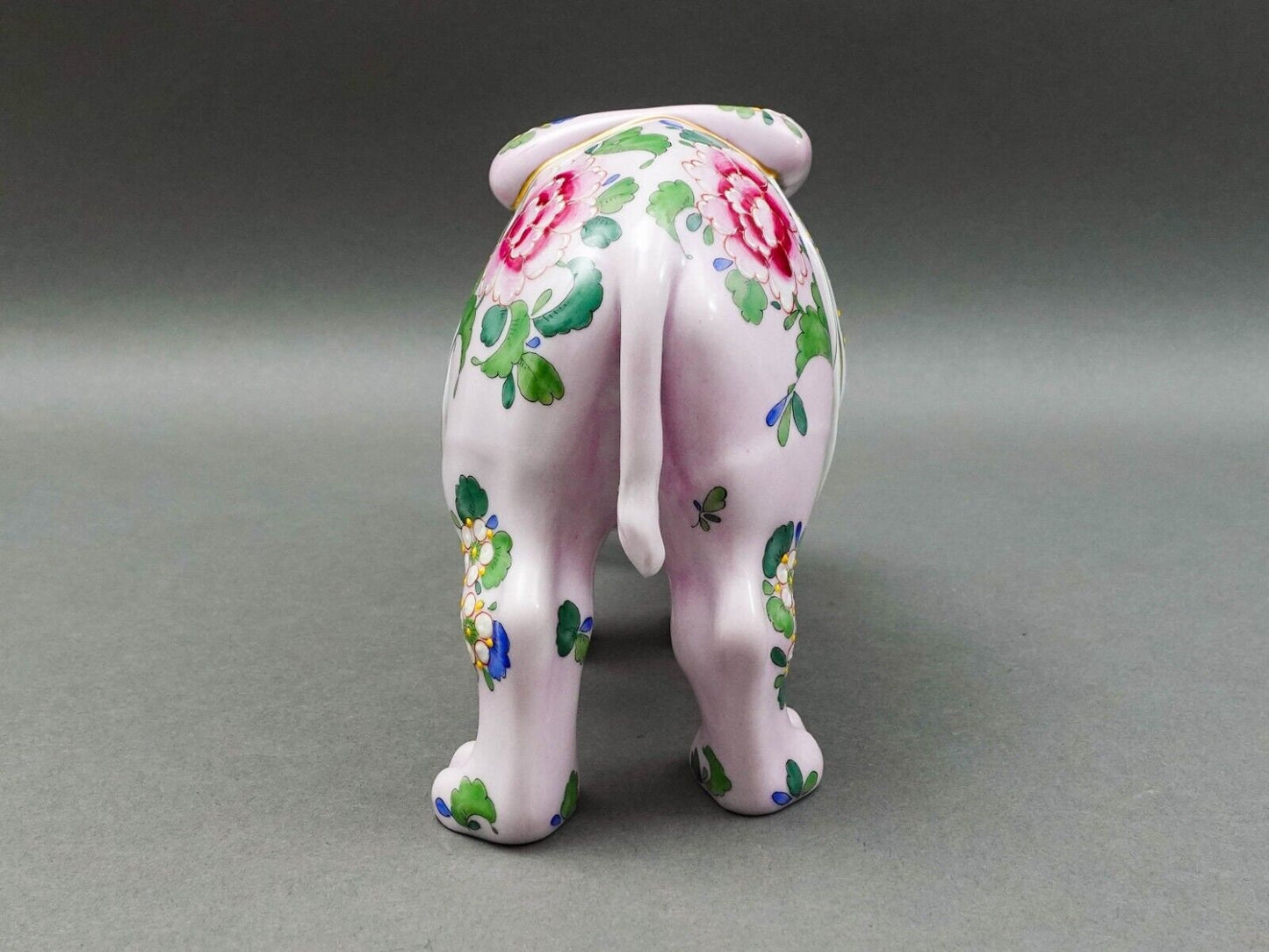 Carl Thieme Dresden Germany Floral Painted Pink Elephant Porcelain Figurine