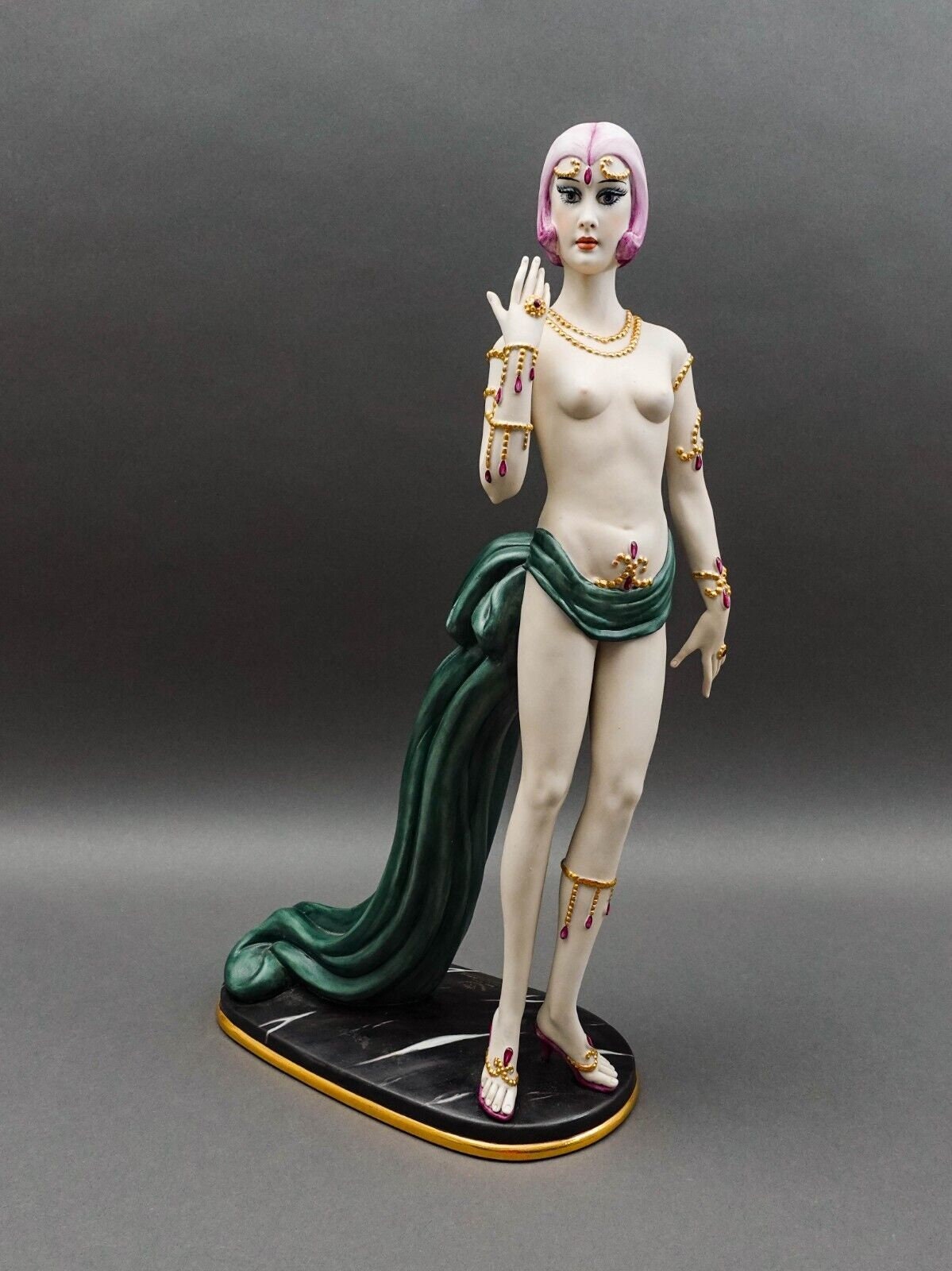 Capodimonte Italy Mario Pegoraro Ester Bassano Art Deco Lady Sculpture 17.25"