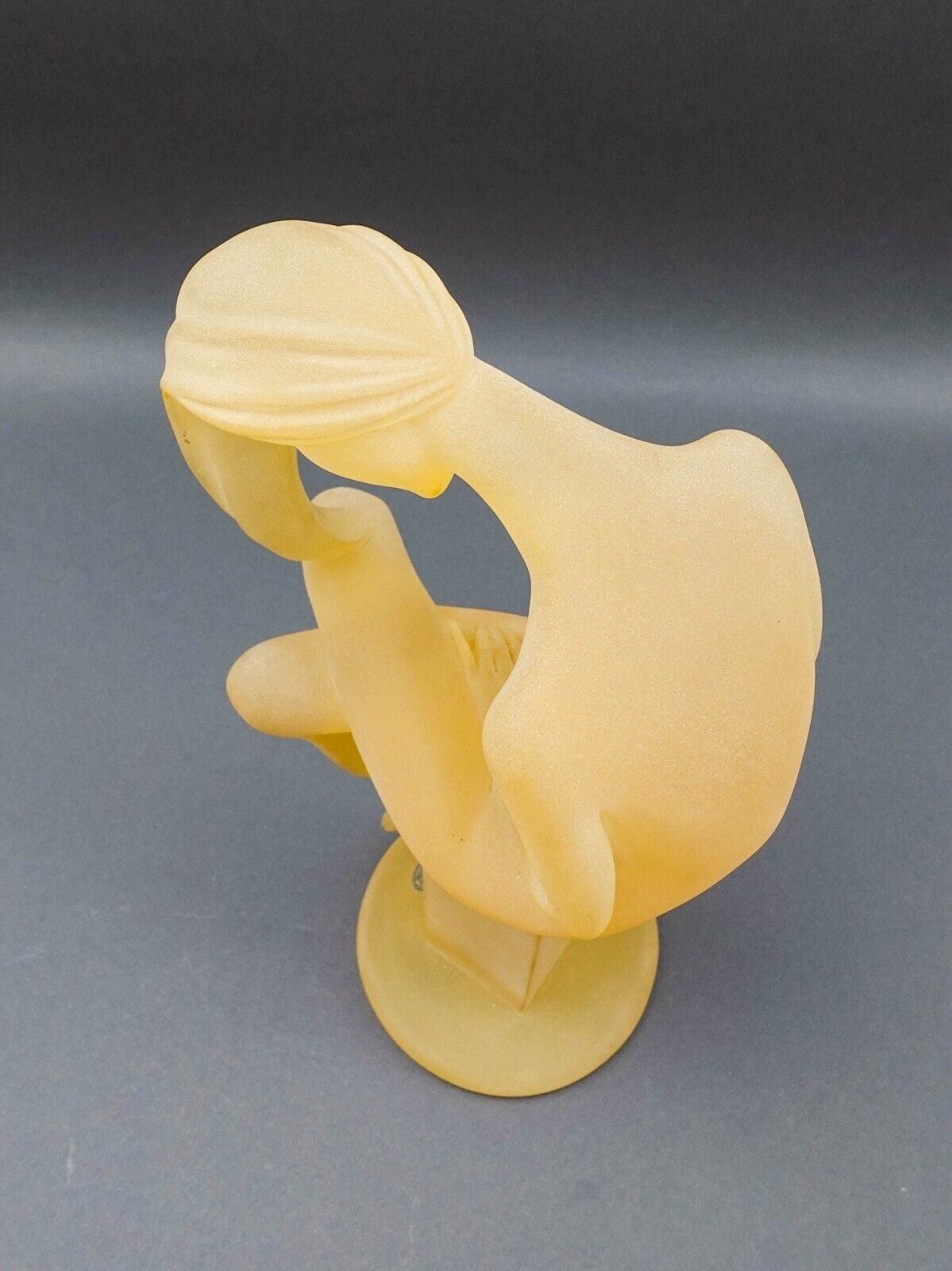 Monique Vintage Frosted Lucite Female Woman On Pedestal Sculpture 15.75"