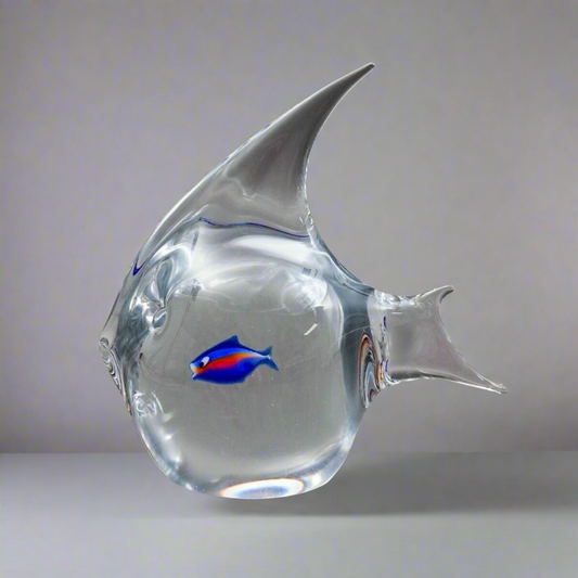 Elio Raffaeli Signed Oggetti Murano Italy Fish Aquarium Art Glass Sculpture