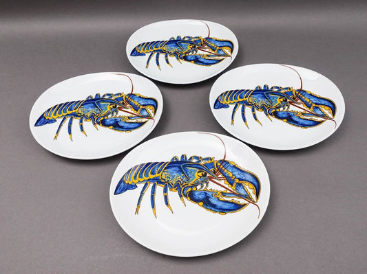 Pillivuyt France Decor Grand Feu Blue Lobster 11 1/2" Plate Set Of 4