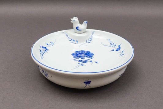 Chantilly Limoges France Rare Blue White Floral Porcelain Warmer Dish Plate Bowl