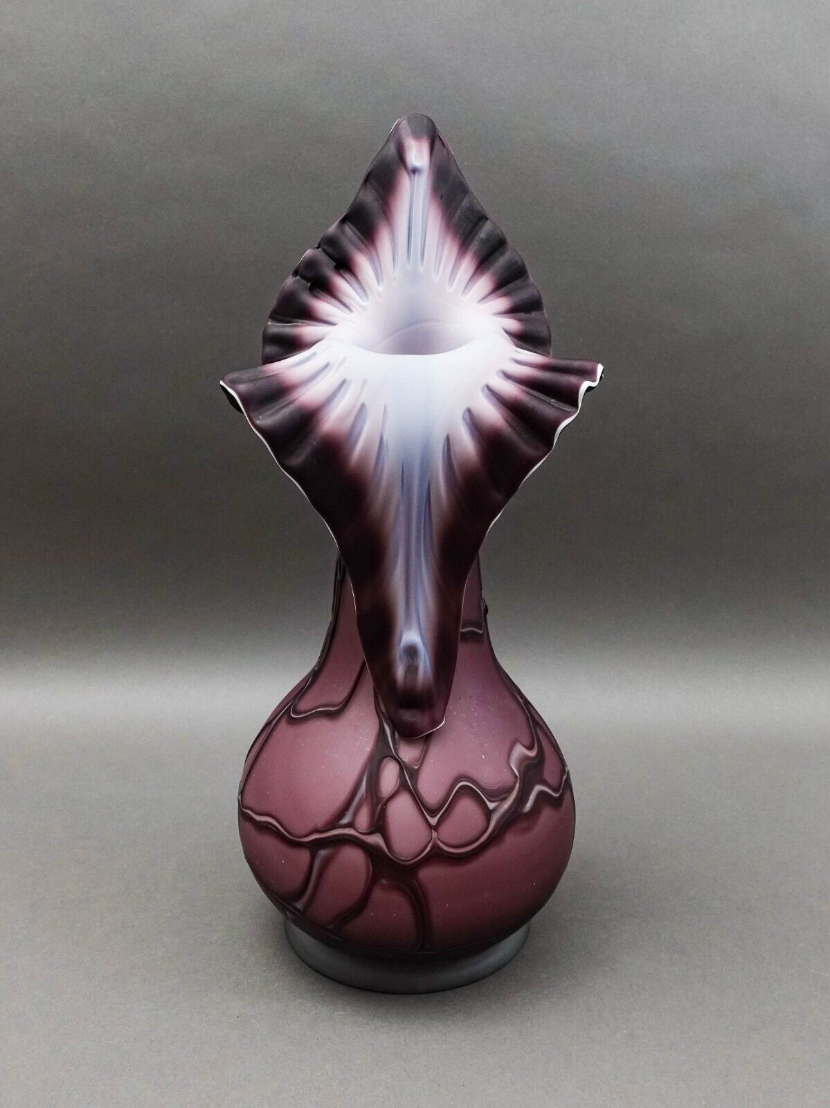 Essie Zareh Signed Russian Baijan Jack In The Pulpit Purple Art Glass Vase 17"