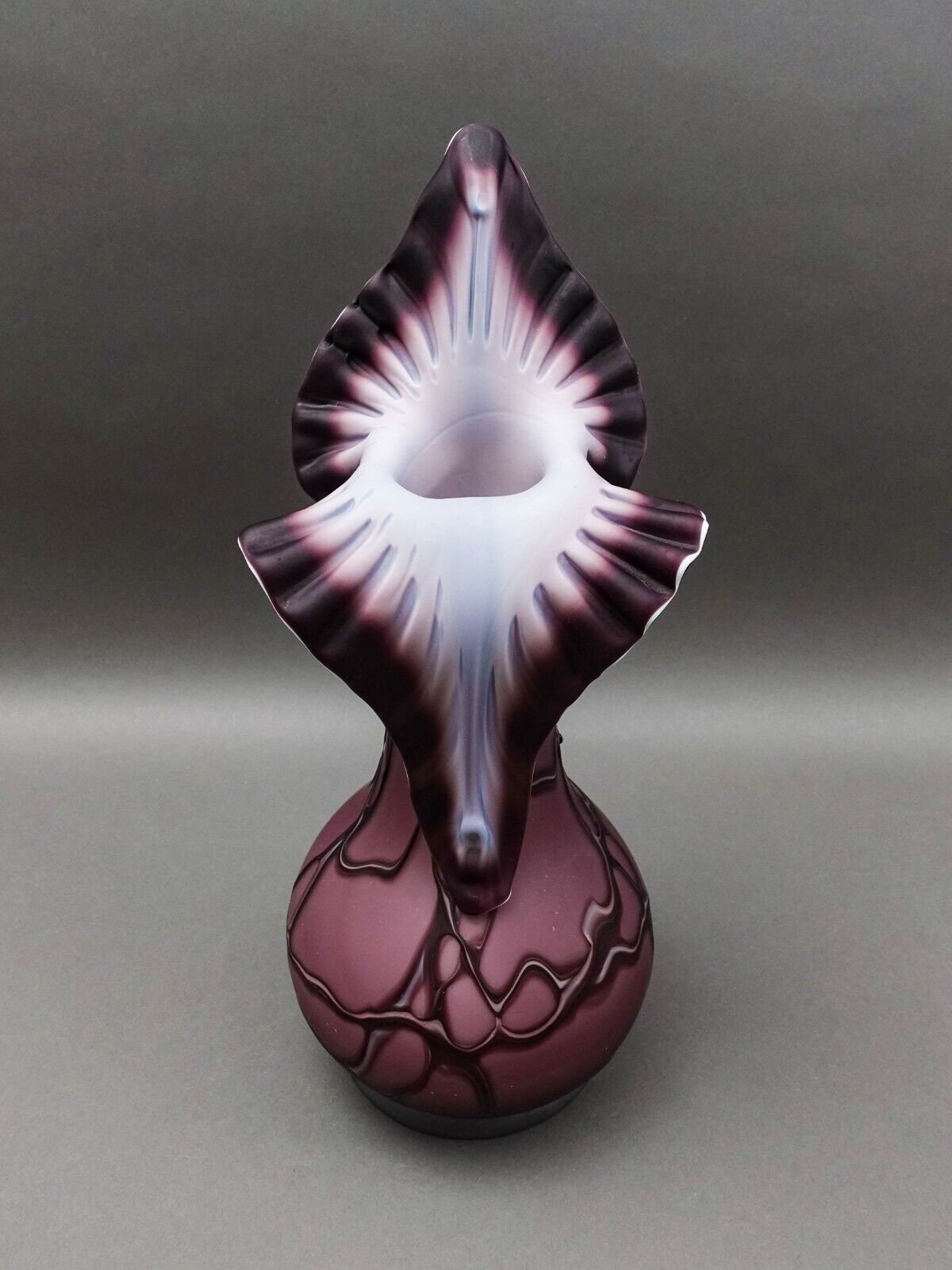 Essie Zareh Signed Russian Baijan Jack In The Pulpit Purple Art Glass Vase 17"