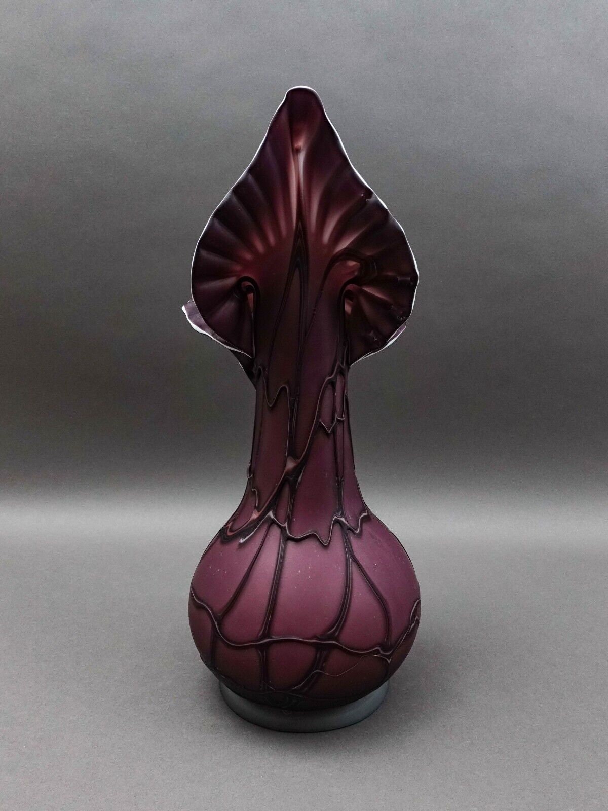 Essie Zareh Signed Russian Baijan Jack In The Pulpit Purple Art Glass Vase 17"