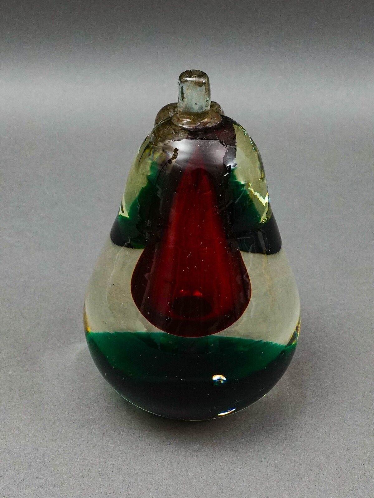 Fratelli Toso Murano Italy Sommerso Art Glass Pear Fruit Paperweight Sculpture