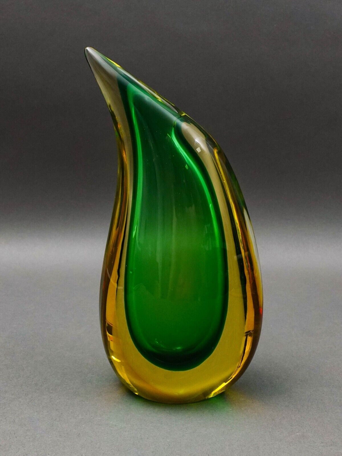 Luigi Onesto Italian Oggetti Murano Sommerso Art Glass Tear Drop Vase 9 5/8"