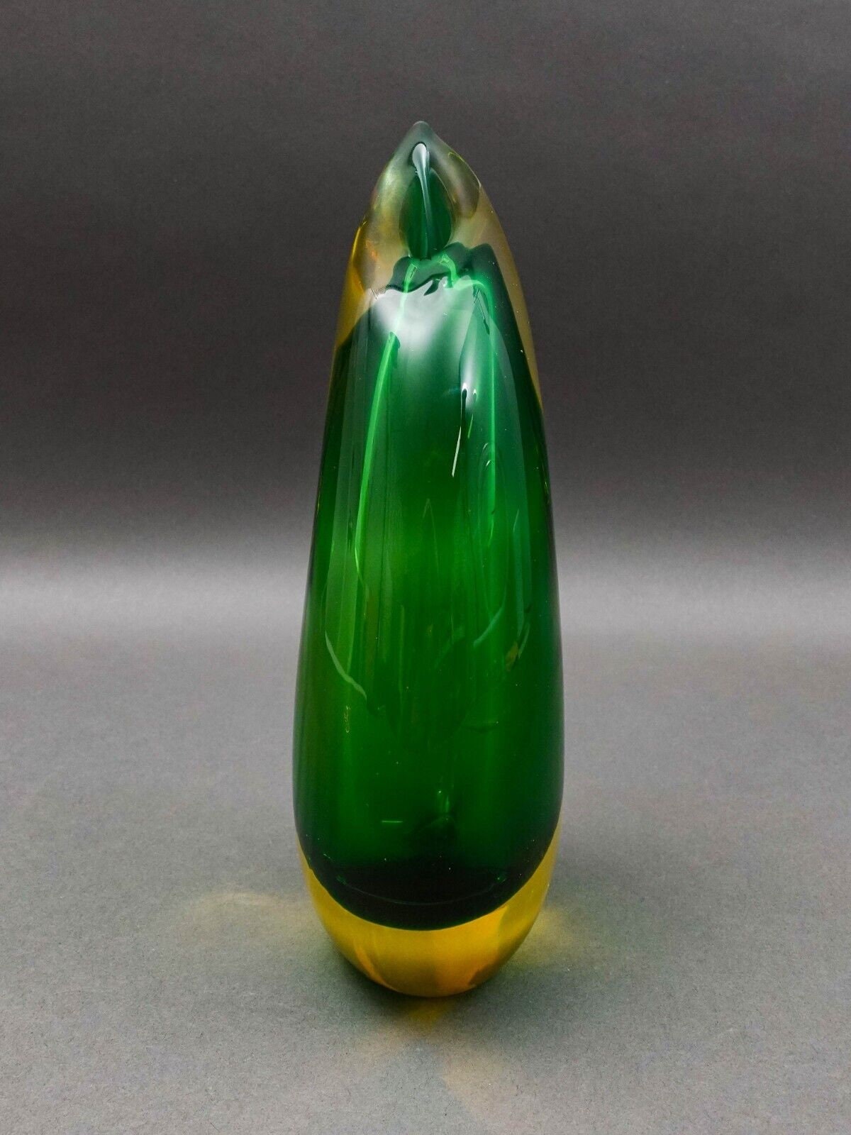 Luigi Onesto Italian Oggetti Murano Sommerso Art Glass Tear Drop Vase 9 5/8"