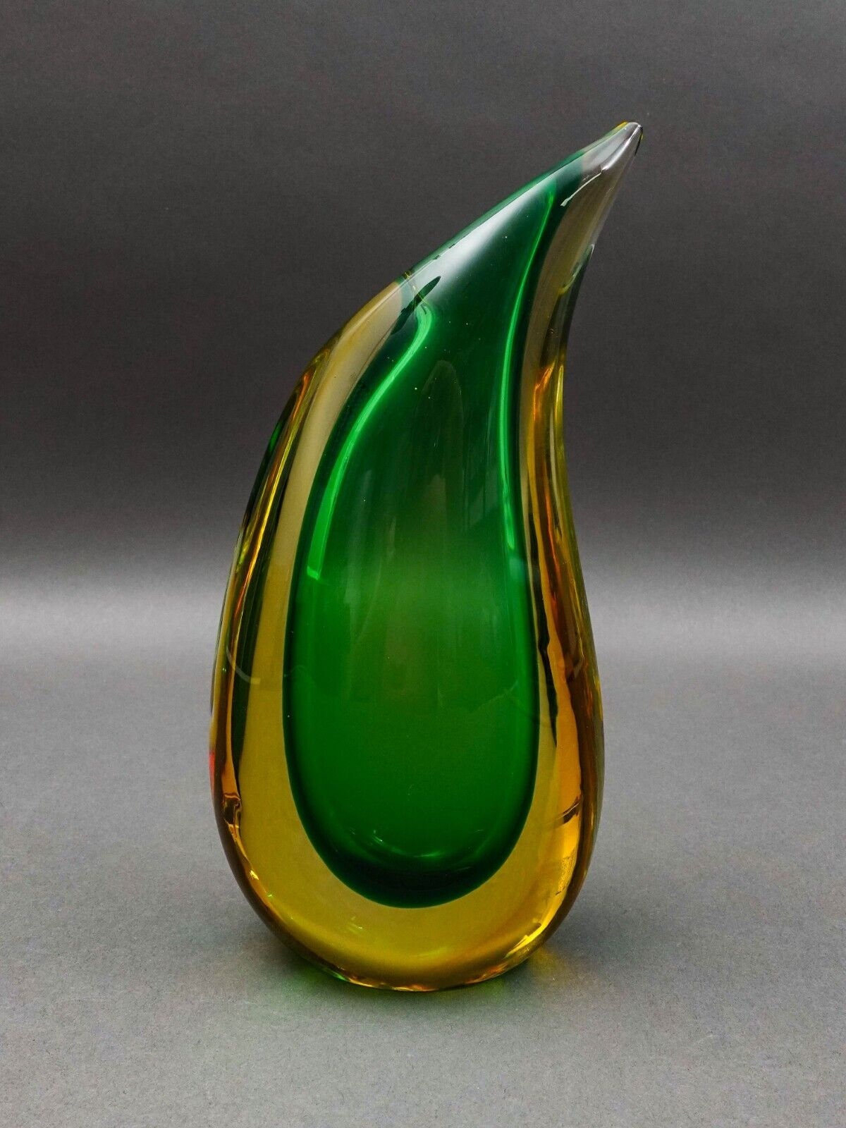 Luigi Onesto Italian Oggetti Murano Sommerso Art Glass Tear Drop Vase 9 5/8"