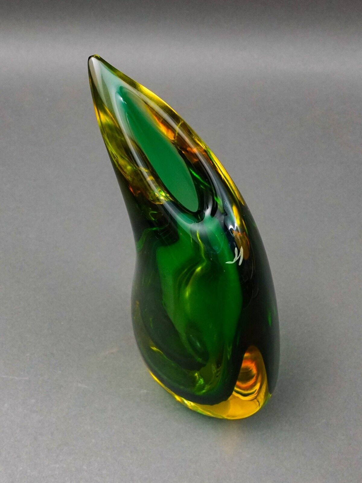 Luigi Onesto Italian Oggetti Murano Sommerso Art Glass Tear Drop Vase 9 5/8"