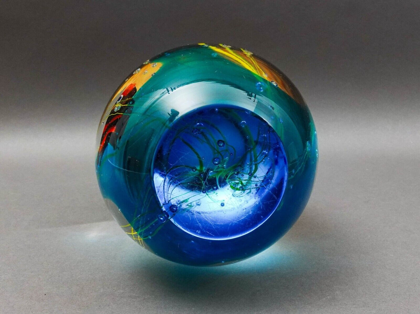 Elio Raffaeli Oggetti Murano Large Art Glass Fish Aquarium Egg Shaped Sculpture