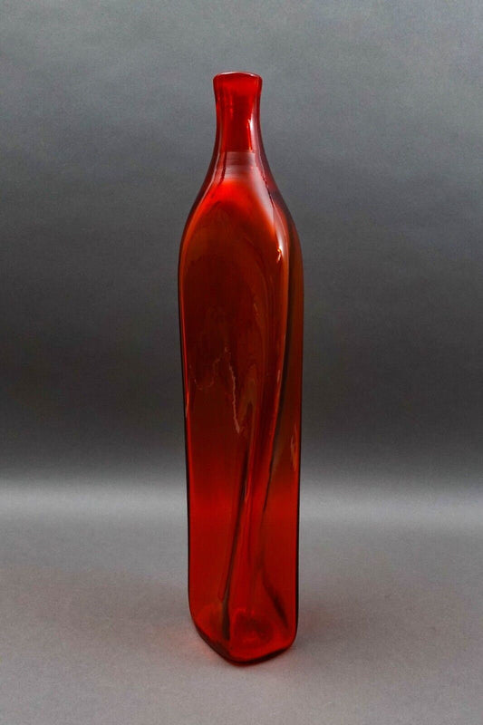 Blenko Wayne Husted Hand Blown Tangerine Twist Glass Decanter #5825 (No Stopper)