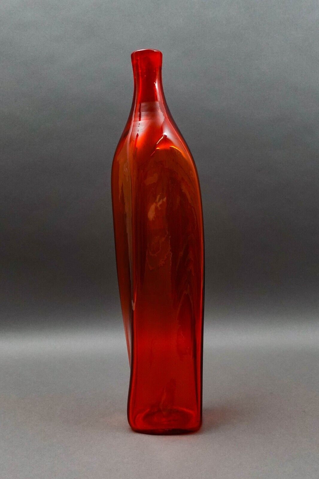 Blenko Wayne Husted Hand Blown Tangerine Twist Glass Decanter #5825 (No Stopper)