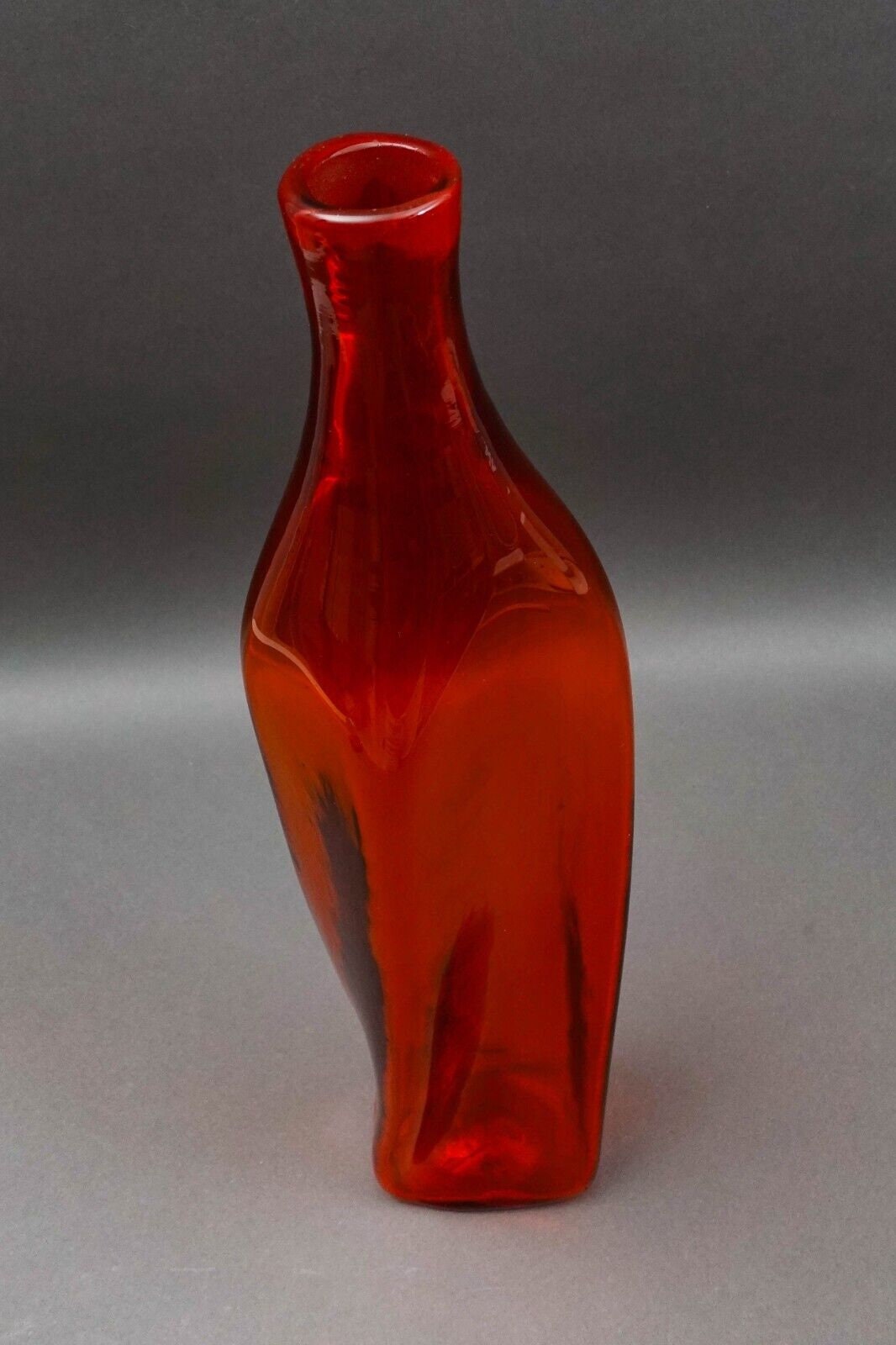 Blenko Wayne Husted Hand Blown Tangerine Twist Glass Decanter #5825 (No Stopper)