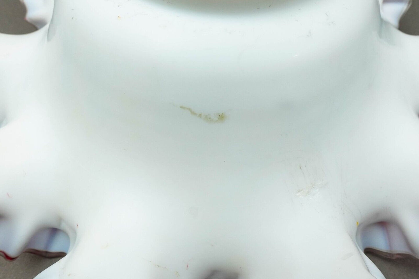 Antique Victorian Hand Painted Cranberry Ruffled Edges Glass Brides Basket Bowl