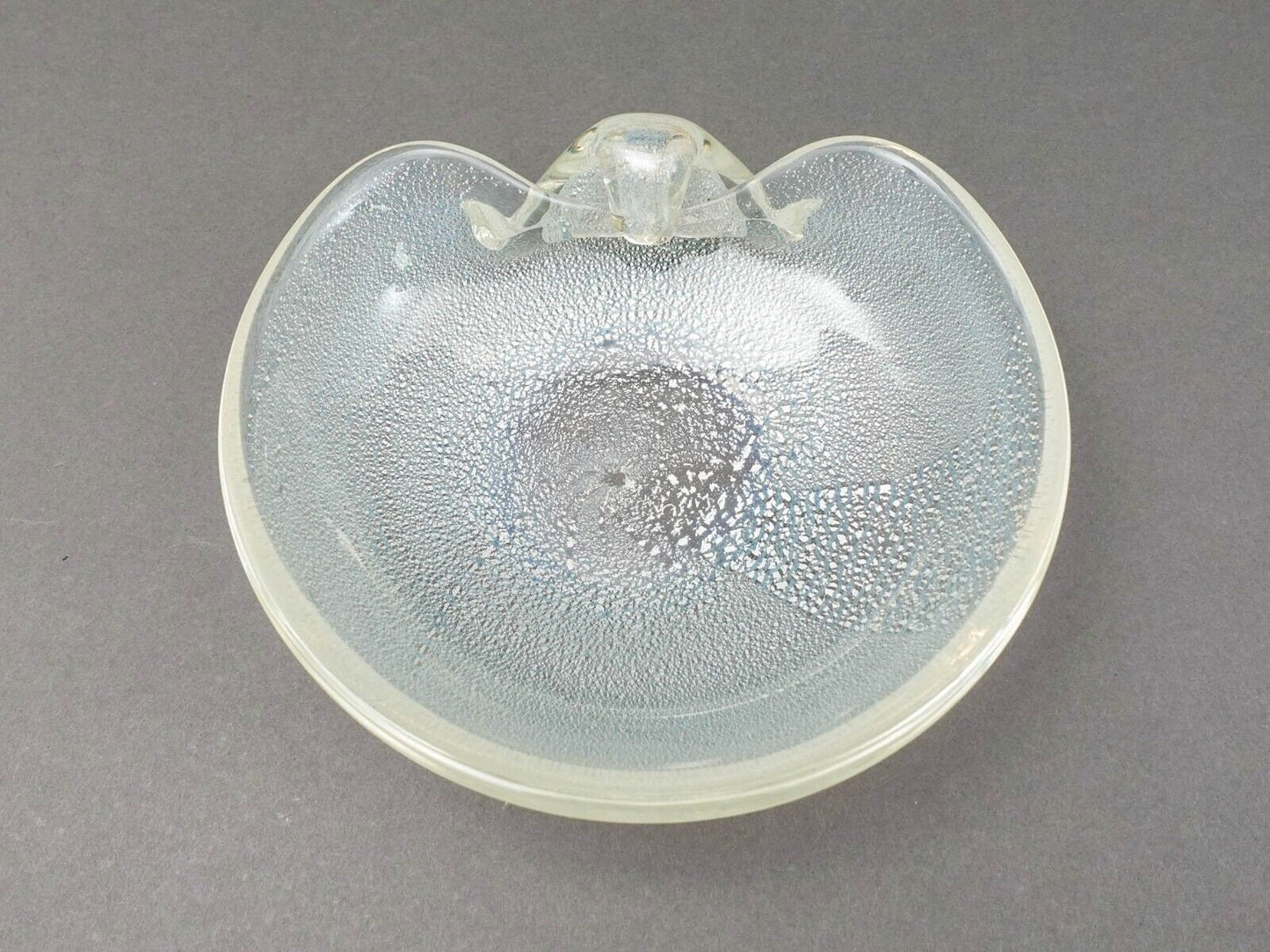 Seguso Murano Italy Vintage Mid Century Modern Silver Fleck Art Glass Bowl
