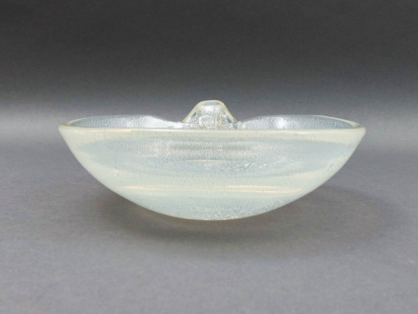 Seguso Murano Italy Vintage Mid Century Modern Silver Fleck Art Glass Bowl