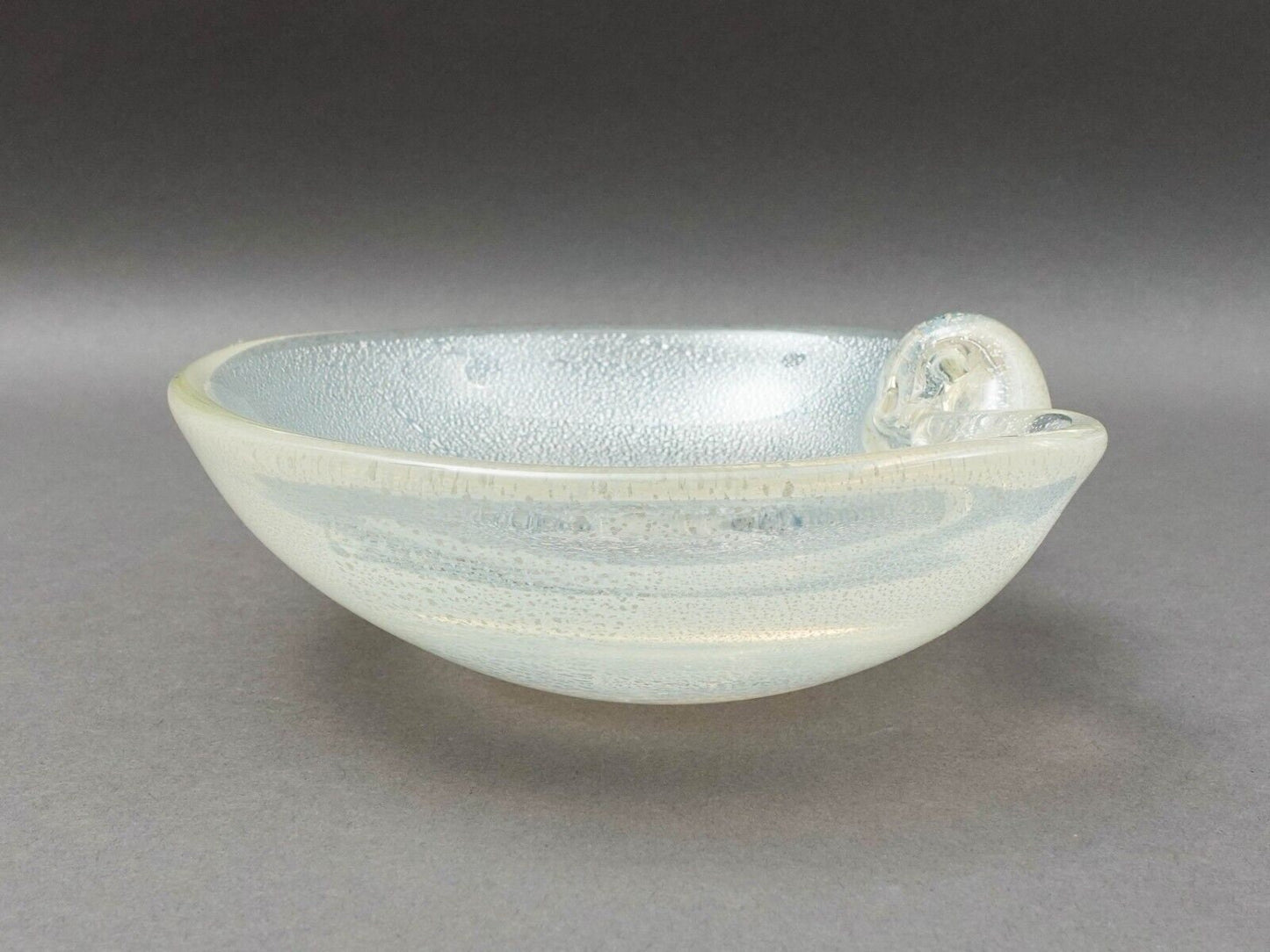 Seguso Murano Italy Vintage Mid Century Modern Silver Fleck Art Glass Bowl