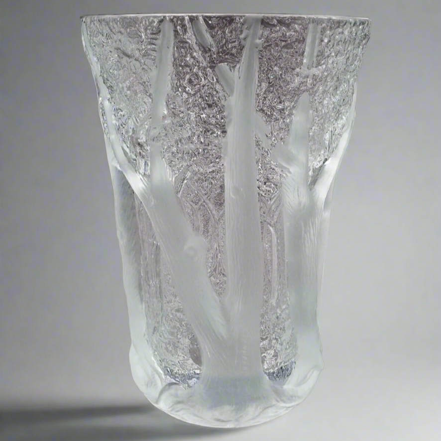 Joseph Inwald Barolac Czech Dans La Foret Forest Art Deco Satin Glass Vase 10.5"