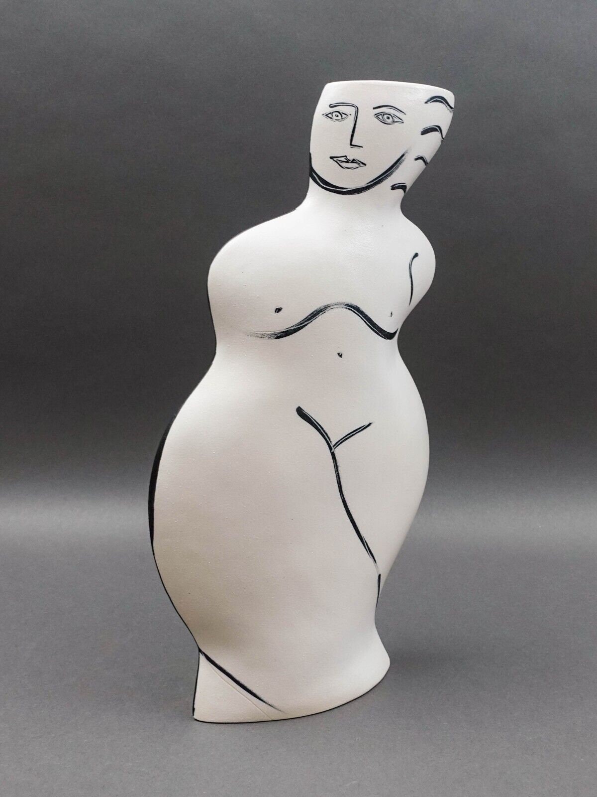 Donna Polseno Signed Studio Pottery Large Abstract Female Woman Figure Vase 16"