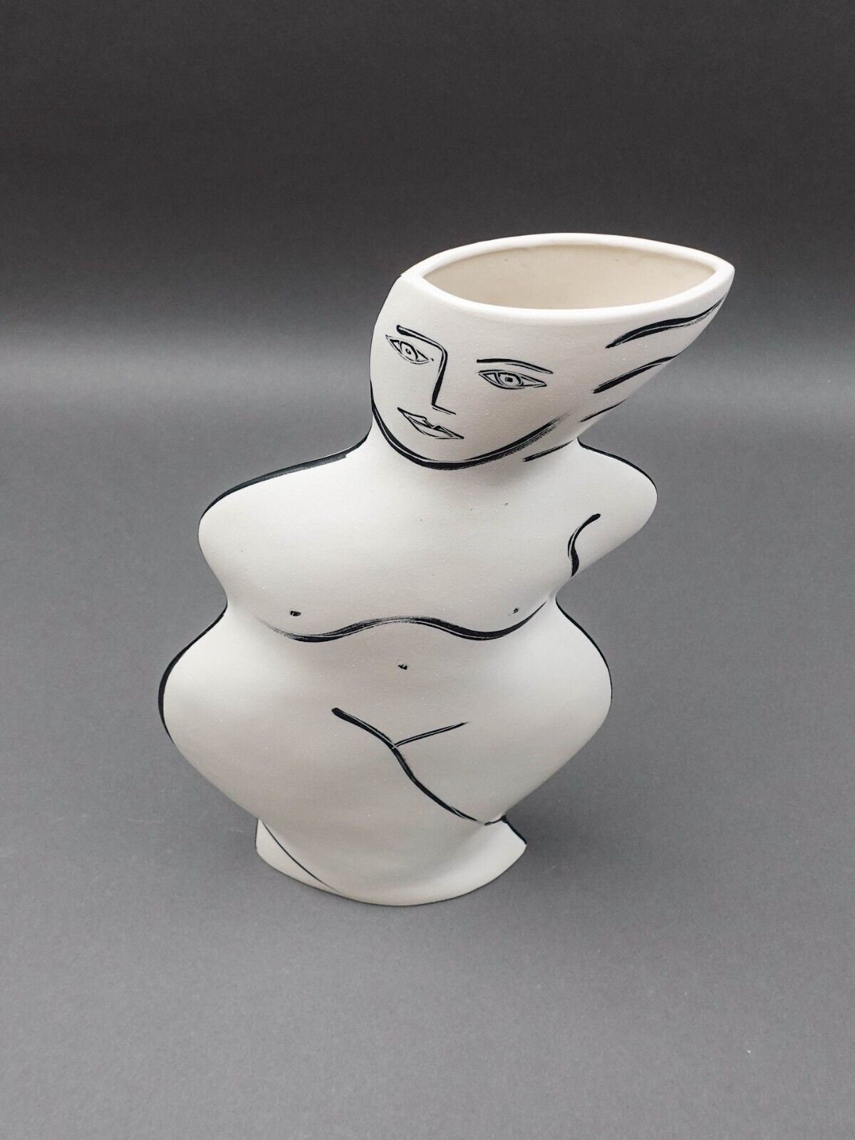 Donna Polseno Signed Studio Pottery Large Abstract Female Woman Figure Vase 16"