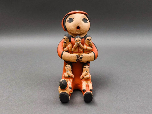 Toya Jemez Pueblo Native American Storyteller Six Children Pottery Sculpture