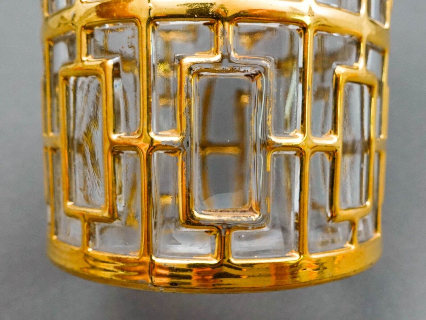 Imperial Glass MCM Vintage Shoji Trellis 22KT Gold Cocktail Mixer Pitcher