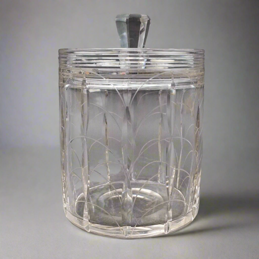 Clyne Farquharson For John Walsh Crystal Kendal Lidded Biscuit Barrel Cookie Jar