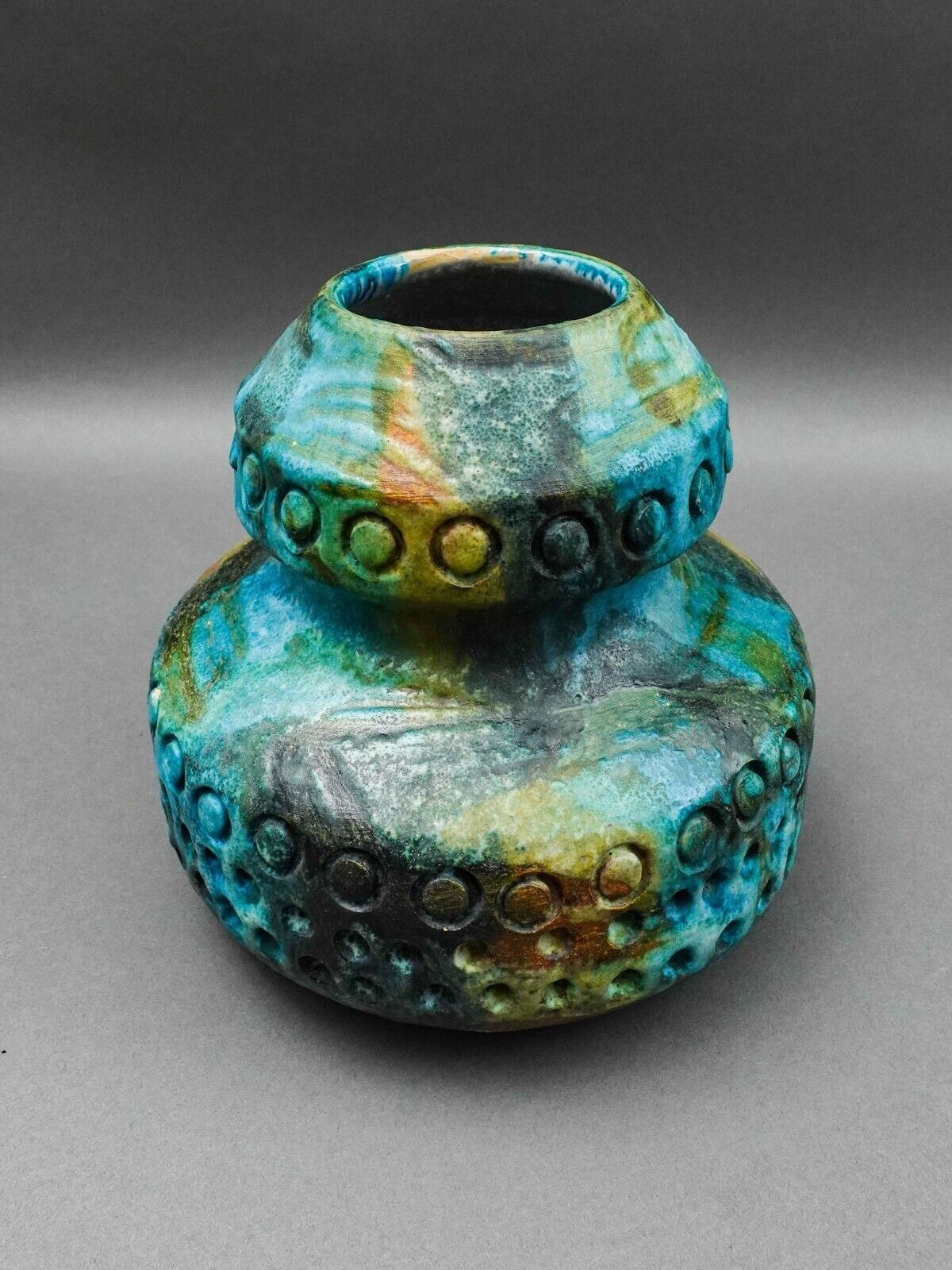 Alvino Bagni Italy For Raymor Sea Garden Mid Century Modern Art Pottery Vase 8"