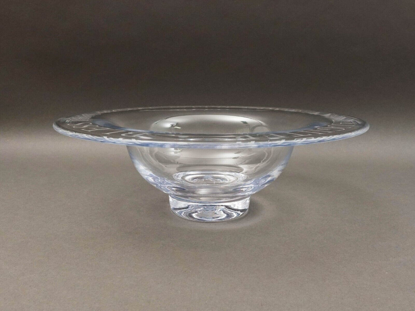 Simon Pearce Bless This Home With Love And Laughter Crystal Centerpiece Bowl 14"