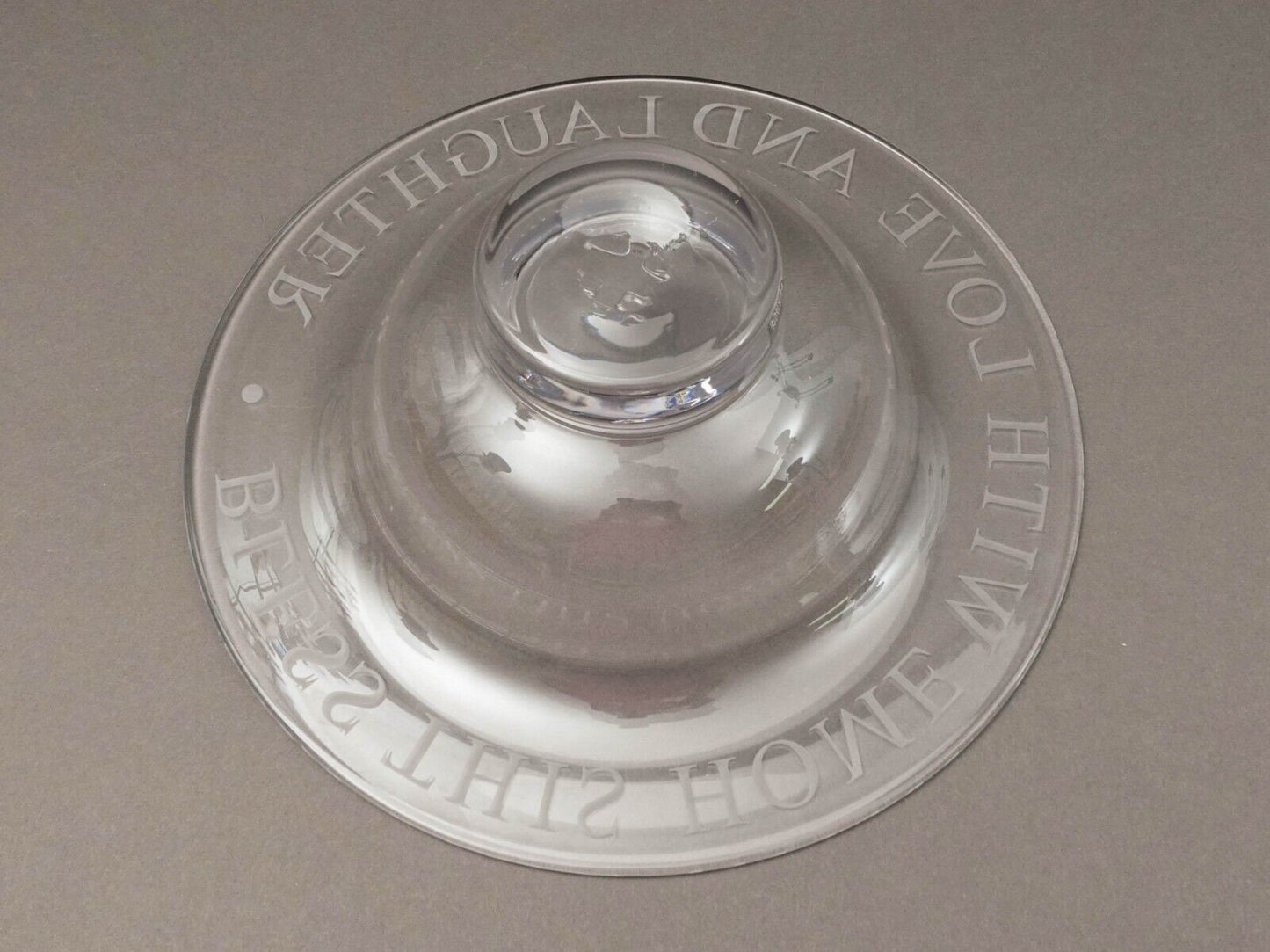 Simon Pearce Bless This Home With Love And Laughter Crystal Centerpiece Bowl 14"