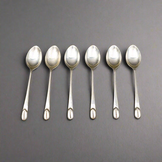 Vintage Taxco Mexico Sterling Silver Coffee Bean Design Demitasse Spoon Set Of 6