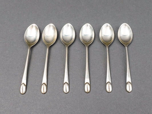 Vintage Taxco Mexico Sterling Silver Coffee Bean Design Demitasse Spoon Set Of 6