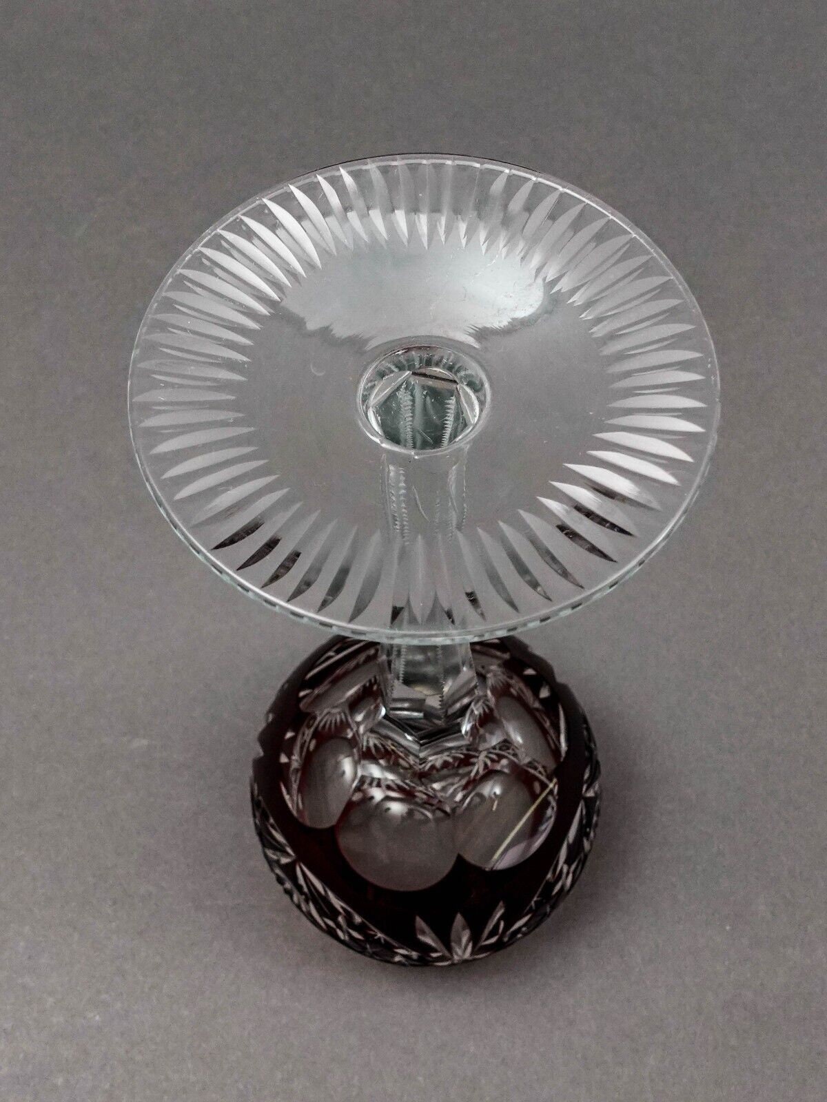 Lausitzer Bohemian Cut to Clear Fans Stars Roundlets Wine Hock Goblets Set Of 4