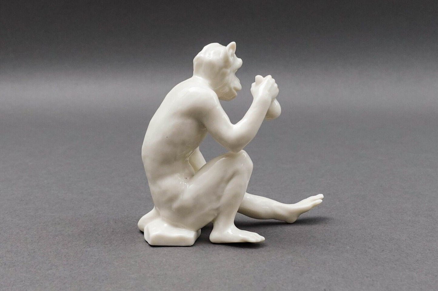 Nymphenburg Germany Rare Antique White Porcelain Monkey Figurine Holding Fruit