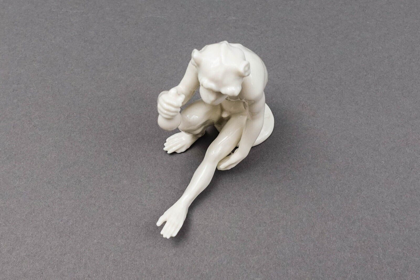 Nymphenburg Germany Rare Antique White Porcelain Monkey Figurine Holding Fruit