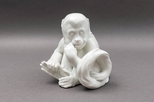 Robert Ullmann Royal Vienna Augarten Wien Austria White Porcelain Sitting Monkey