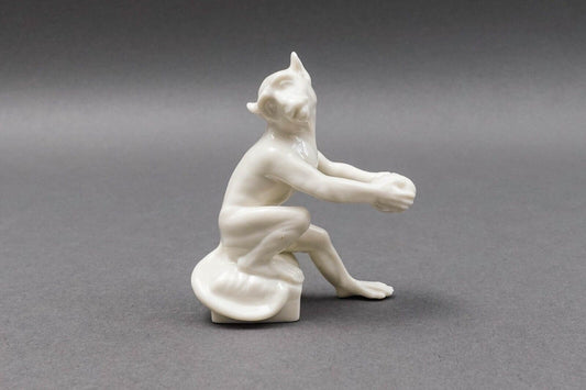 Nymphenburg Germany Rare Antique White Porcelain Monkey Figurine Holding Fruit
