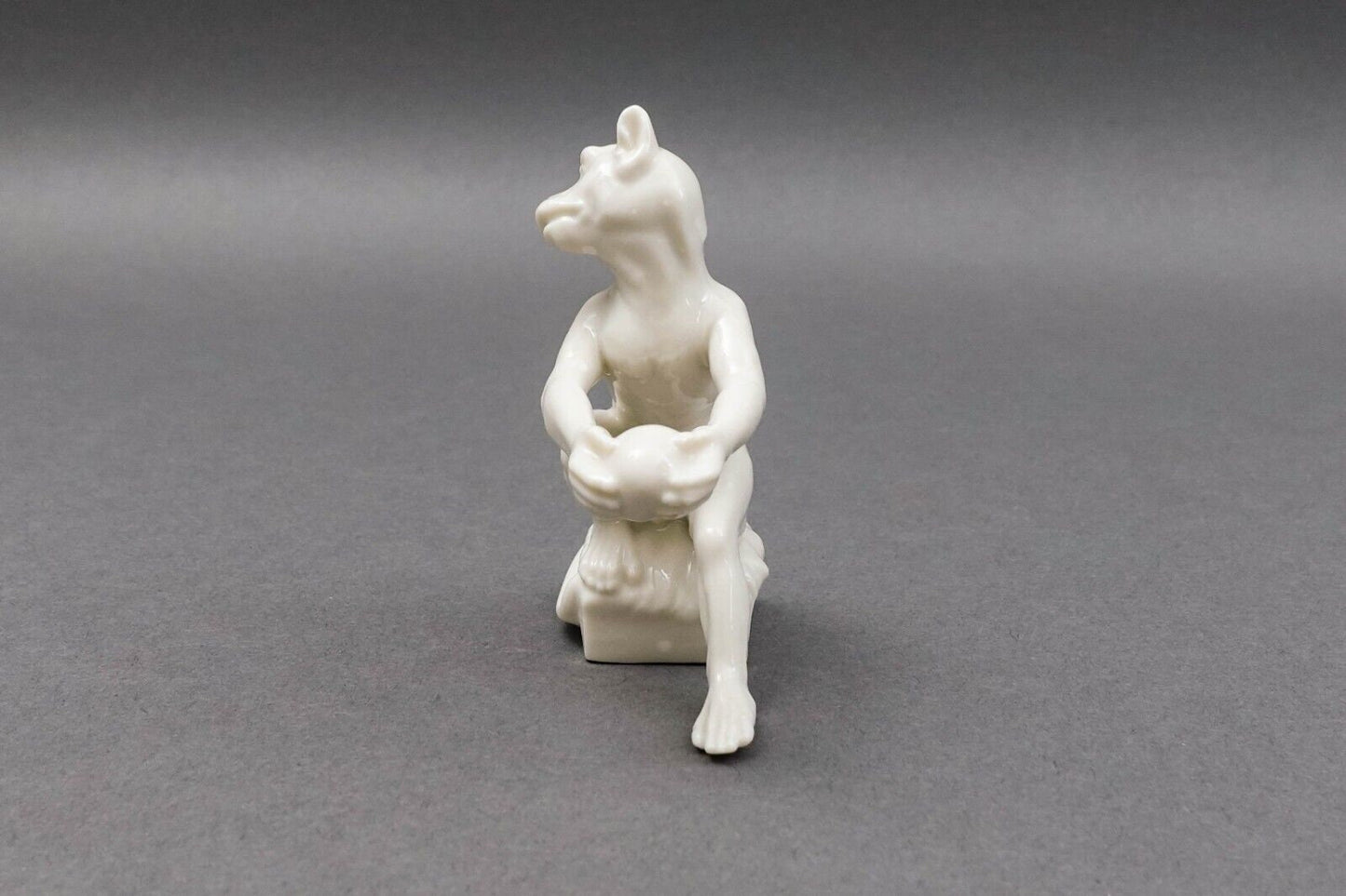 Nymphenburg Germany Rare Antique White Porcelain Monkey Figurine Holding Fruit