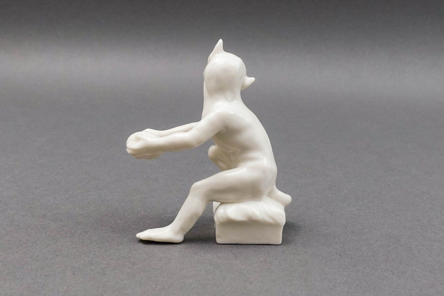 Nymphenburg Germany Rare Antique White Porcelain Monkey Figurine Holding Fruit