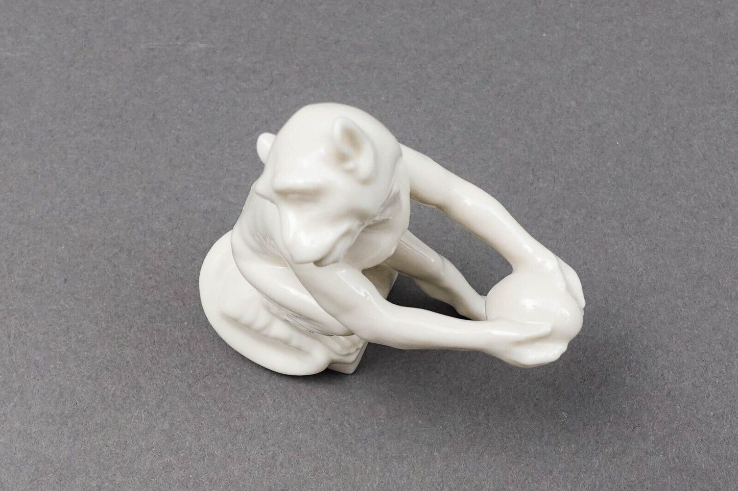 Nymphenburg Germany Rare Antique White Porcelain Monkey Figurine Holding Fruit