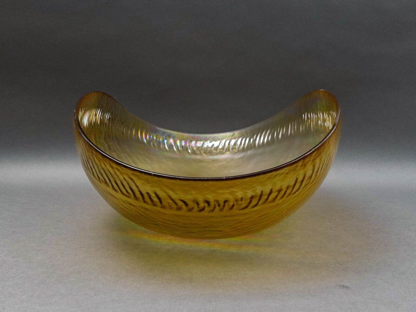 Yalos Casa Murano Signed Iridescent Gold Large Art Glass Centerpiece Bowl 20"