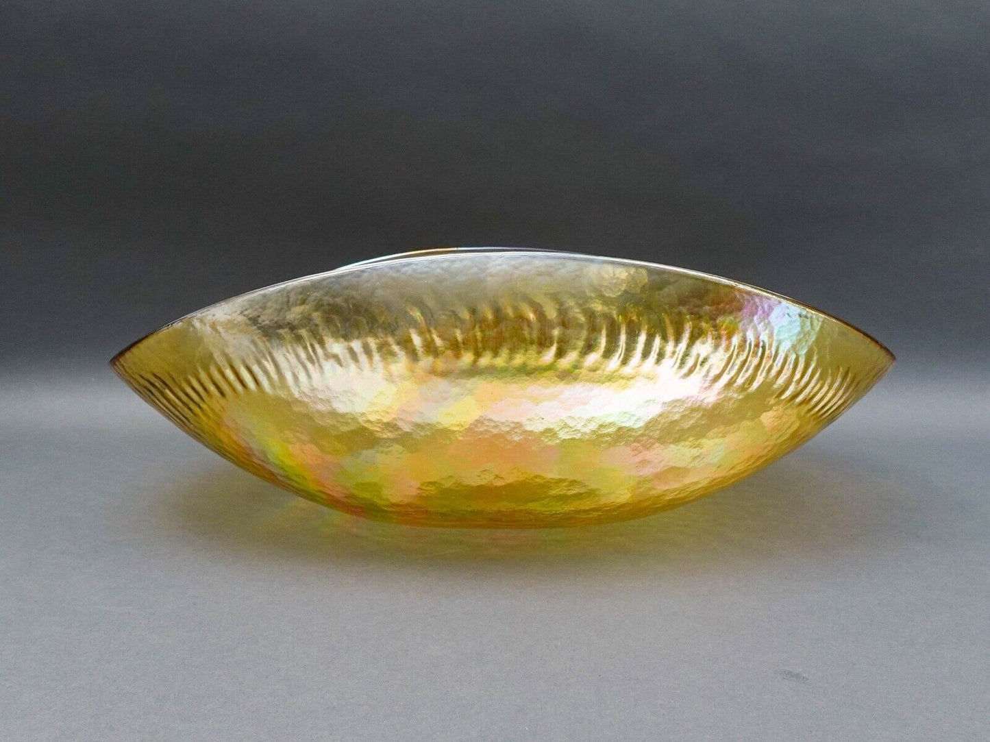 Yalos Casa Murano Signed Iridescent Gold Large Art Glass Centerpiece Bowl 20"