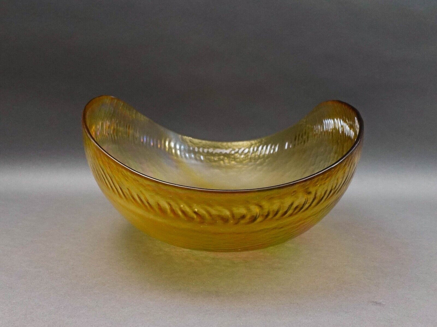 Yalos Casa Murano Signed Iridescent Gold Large Art Glass Centerpiece Bowl 20"