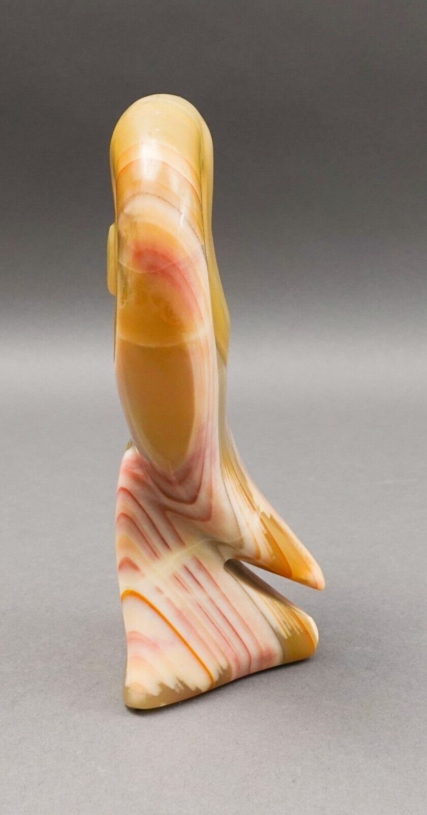 Mid Century Modern Abstract Polished Onyx Stone Owl Sculpture 6 1/2"