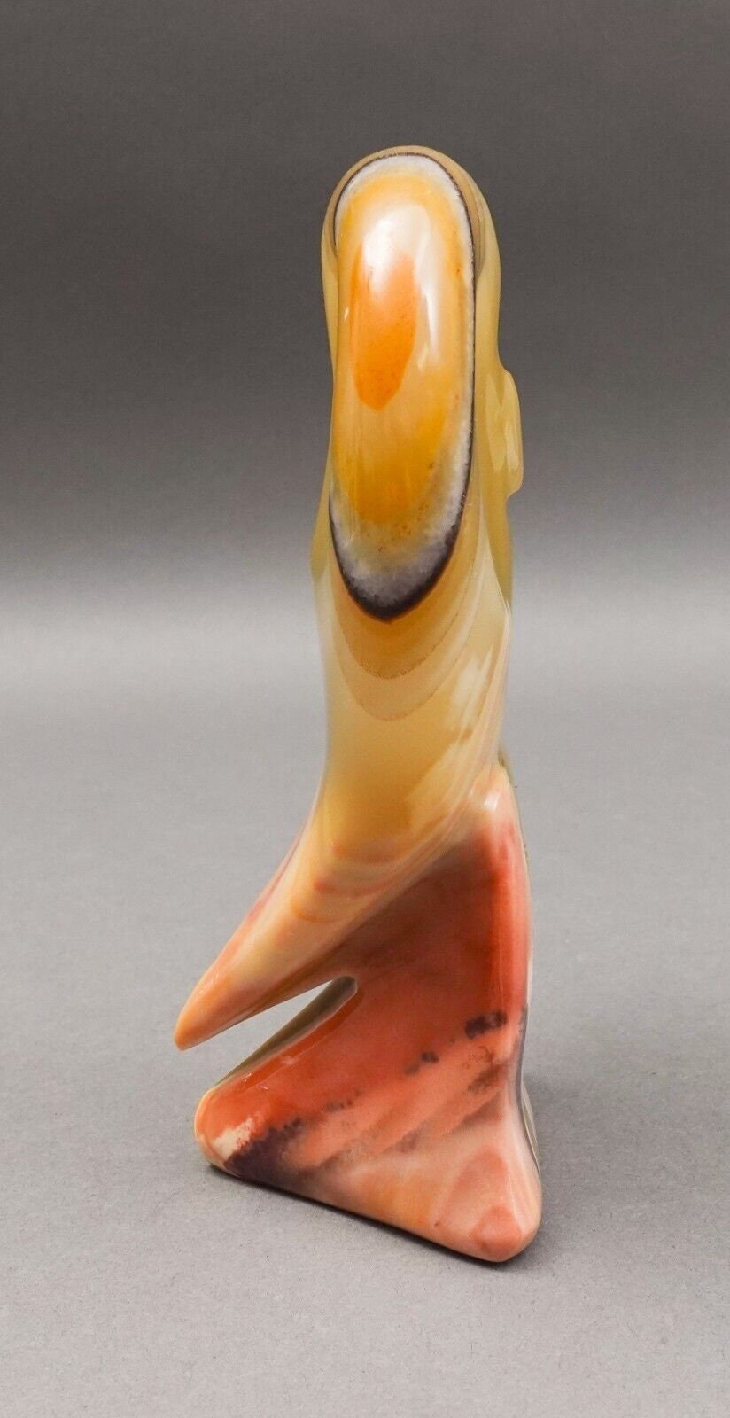 Mid Century Modern Abstract Polished Onyx Stone Owl Sculpture 6 1/2"