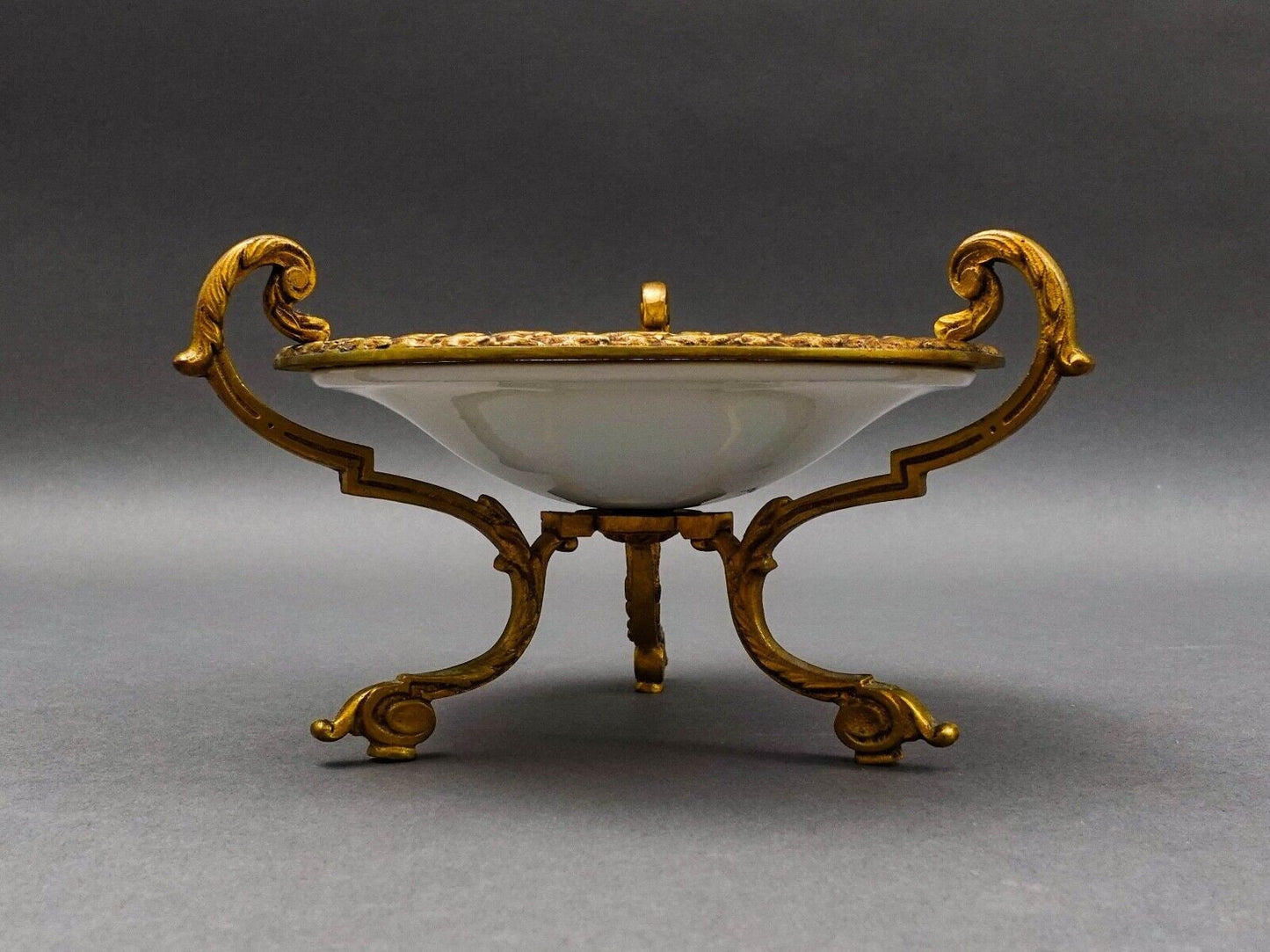 Sevres France Antique Fragonard Hand Painted Porcelain Bronze Ormolu Tazza Bowl